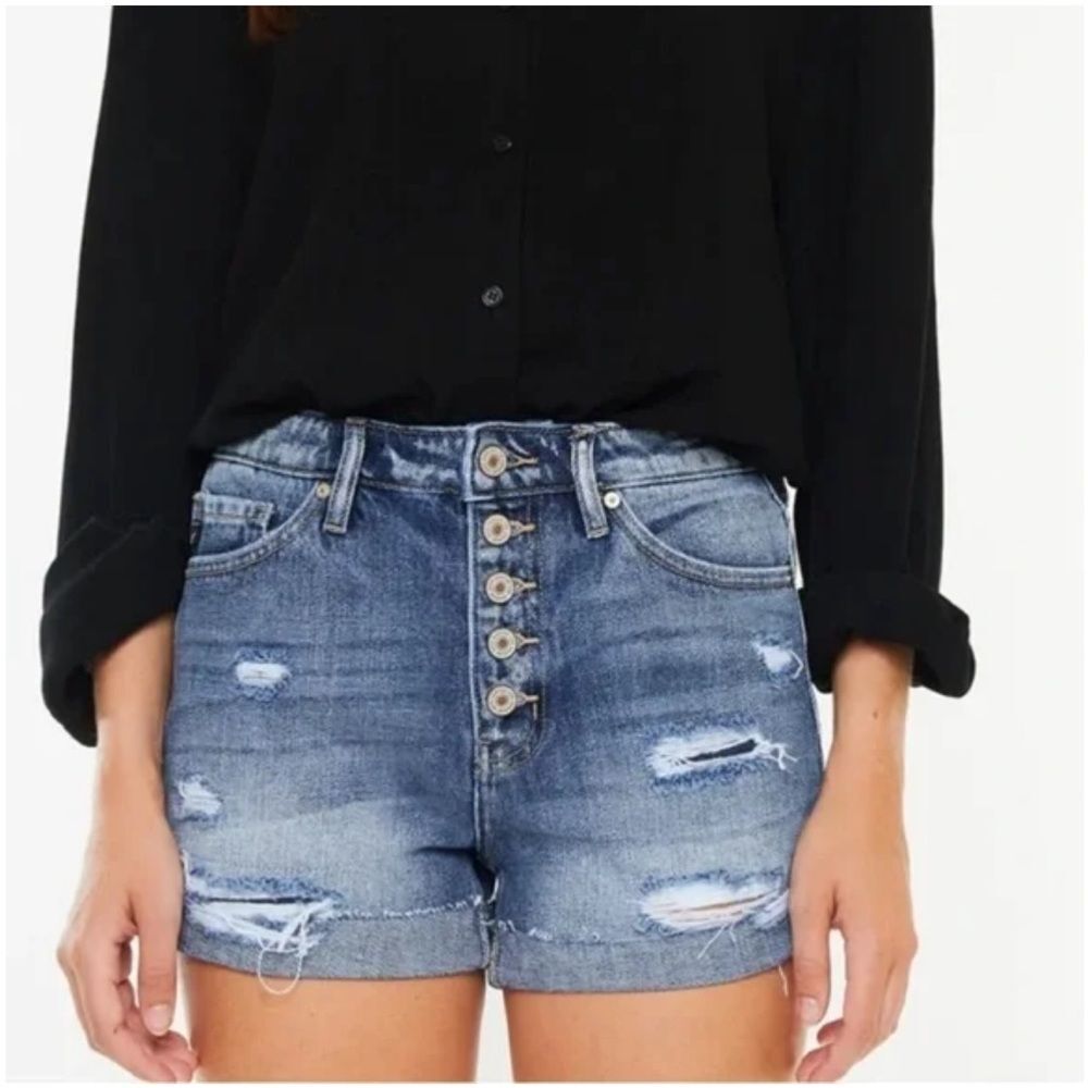 Kancan Jovana Ultra High Rise Denim Shorts